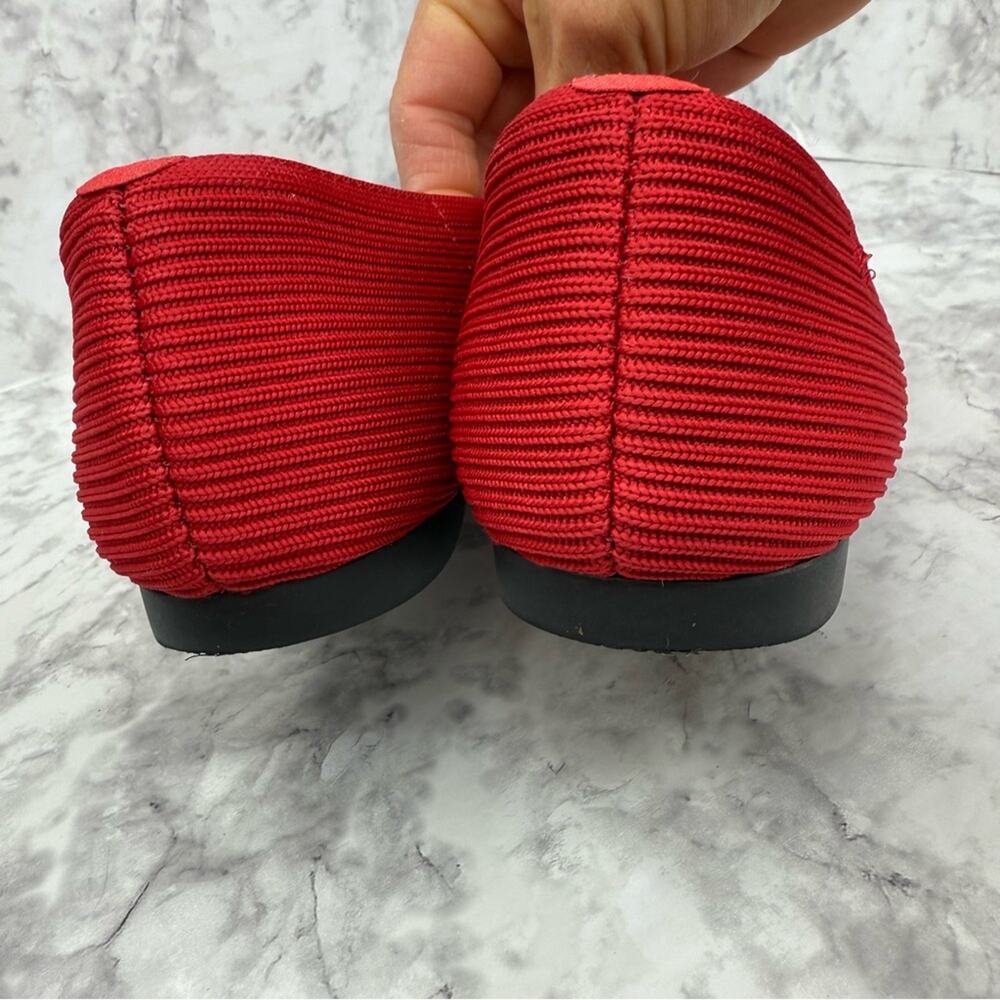 Women's Red Knit Ballet Flats - Comfortable Everyday Loafers - Picture 11 of 16